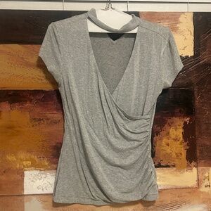 Women’s Gray Casual Top with Rouched Front
